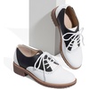image:imagemikarka Saddle Shoes for Women Vintage 50s Oxfords with Perforated Design  Black White Business Casual Shoes LaceUp Dress Brogues Comfortable Chunky Heel amp Soft Insole Retro Daily OutfitsBlackWhite Matte