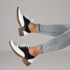 image:imagemikarka Saddle Shoes for Women Vintage 50s Oxfords with Perforated Design  Black White Business Casual Shoes LaceUp Dress Brogues Comfortable Chunky Heel amp Soft Insole Retro Daily OutfitsBlackWhite Matte
