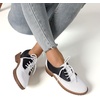 image:imagemikarka Saddle Shoes for Women Vintage 50s Oxfords with Perforated Design  Black White Business Casual Shoes LaceUp Dress Brogues Comfortable Chunky Heel amp Soft Insole Retro Daily OutfitsBlackWhite Matte