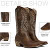 image:imagemikarka Cowboy Boots for Women Snip Toe Mid Calf Western Cowgirl BootsBrown