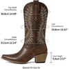 image:imagemikarka Cowboy Boots for Women Snip Toe Mid Calf Western Cowgirl BootsBrown