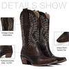 image:imagemikarka Cowboy Boots for Women Snip Toe Mid Calf Western Cowgirl BootsDark Brown