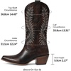 image:imagemikarka Cowboy Boots for Women Snip Toe Mid Calf Western Cowgirl BootsDark Brown