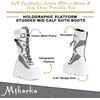 image:imagemikarka Goth Boots  Holographic Combat Platform Boots for Women Knee HighDustwhite