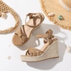 image:imagemikarka Wedge Heels Sandals for Women Open Toe Platform Espadrilles Wedges394 Wedge HeelBrown Nubuck