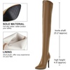 image:imagemikarka Womens Winter Faux Leather Over The Knee High Boots For Women Pointy Toe Zipper Stiletto High Heel Thigh High Boots3brown