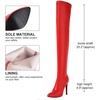 image:imagemikarka Womens Winter Faux Leather Over The Knee High Boots For Women Pointy Toe Zipper Stiletto High Heel Thigh High Boots3red