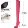 image:imagemikarka Womens Winter Faux Leather Over The Knee High Boots For Women Pointy Toe Zipper Stiletto High Heel Thigh High Boots3rosy Red