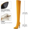 image:imagemikarka Womens Winter Faux Leather Over The Knee High Boots For Women Pointy Toe Zipper Stiletto High Heel Thigh High Boots3yellow